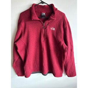The North Face Gordon Lyons‎ Red Heather Fleece ¼ Zip Pullover Men's XL